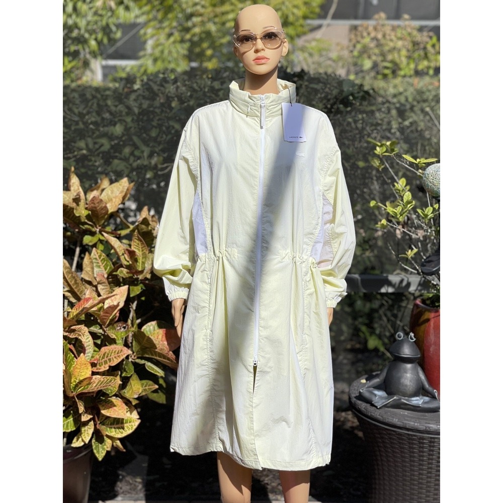 Lacoste Women's Long Yellow Nylon Parka Jacket Size 12 BF6210